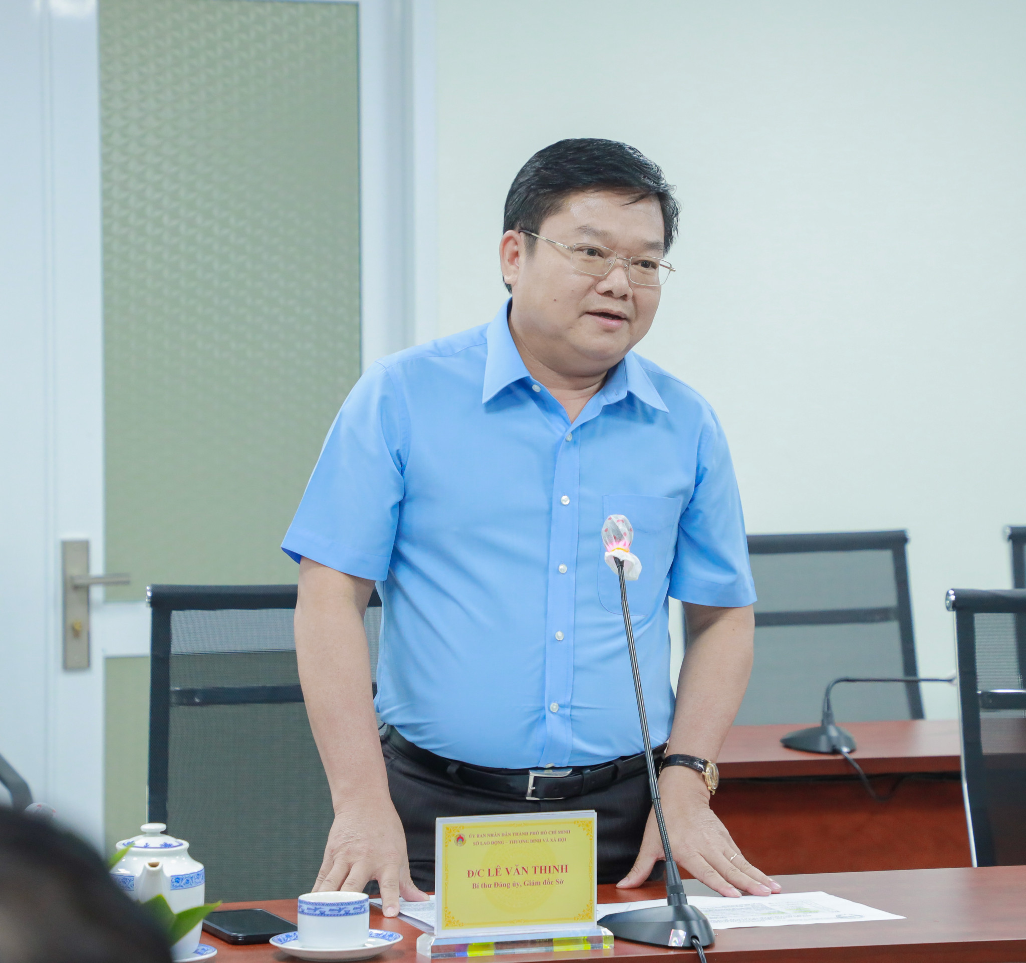Ông Lê Văn Thinh, Giám đốc Sở Lao động - Thương binh và Xã hội Thành phố Hồ Chí Minh tại buổi làm việc.